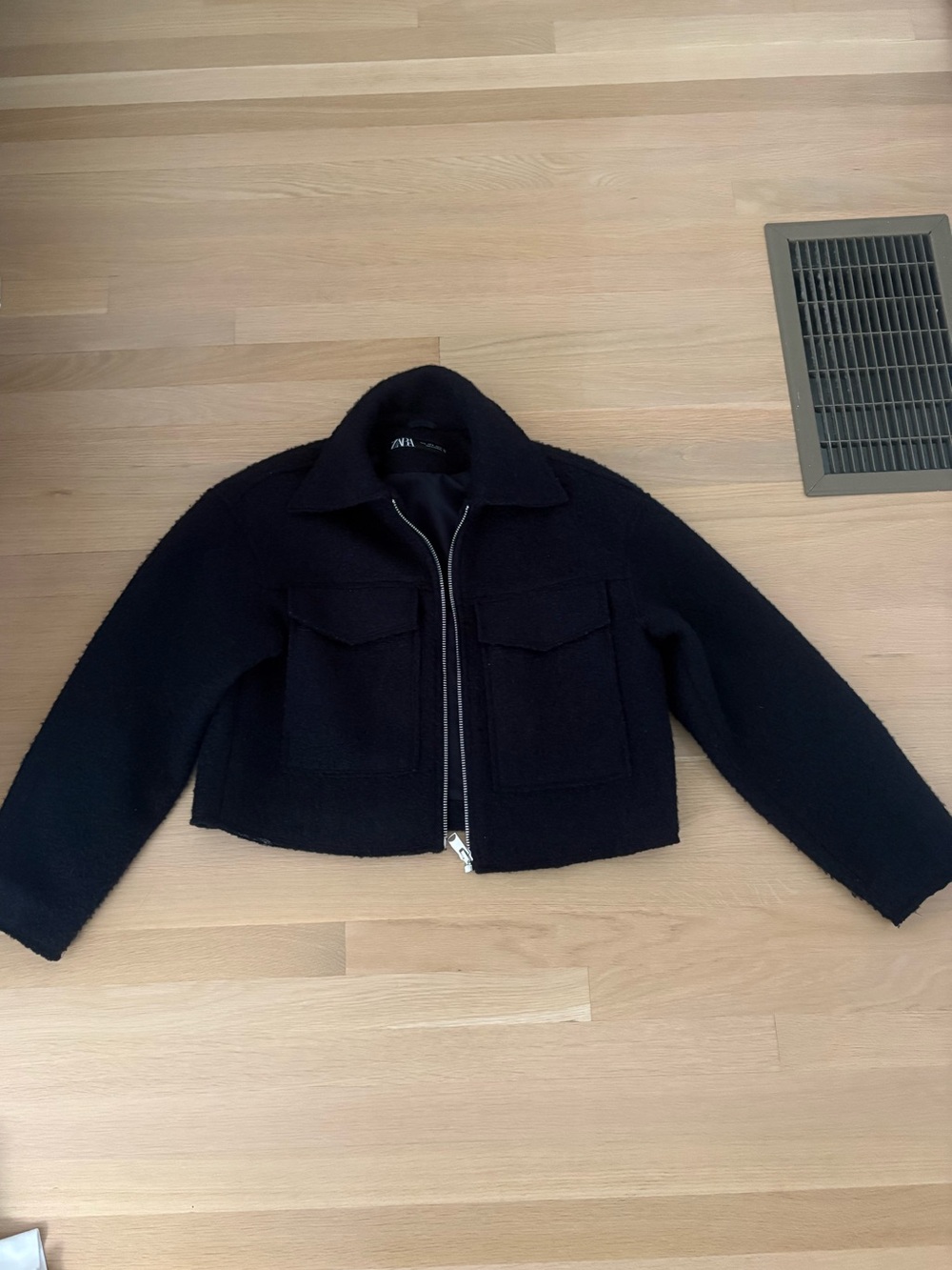 Zara Wool Blend Cropped Jacket - Navy